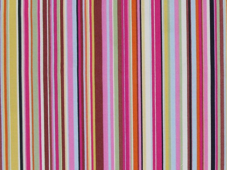 Multi Stripe Cotton Poplin Print, Candy