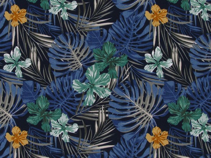 Tropical Dream Cotton Poplin Print, Blue