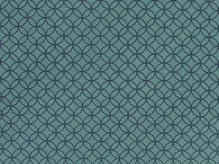 Geometric Circular Chain Cotton Print, Teal