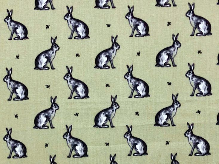 Country Bunny Cotton Print, Sage