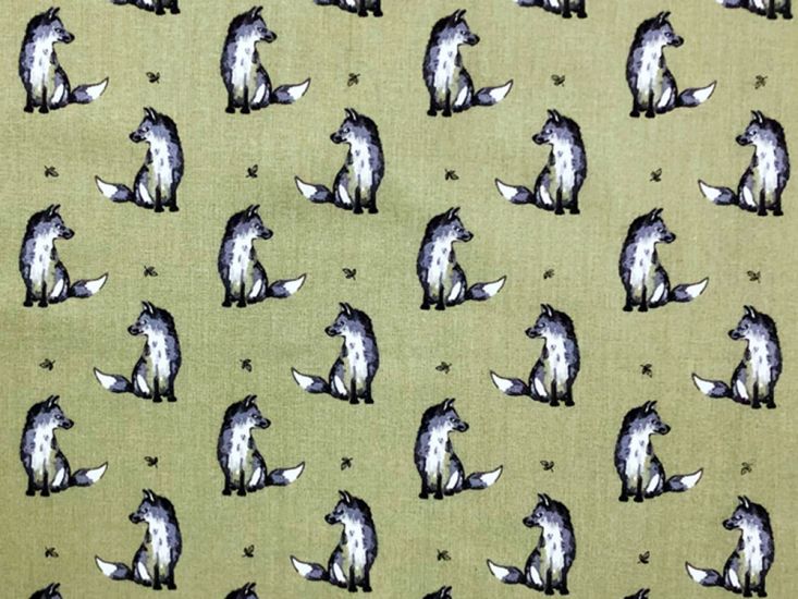 Country Fox Cotton Print, Sage