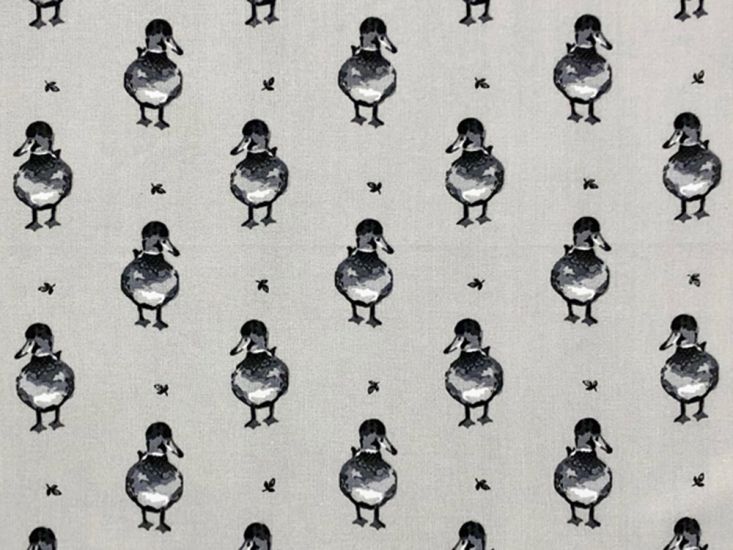 Country Duck Cotton Print, Grey