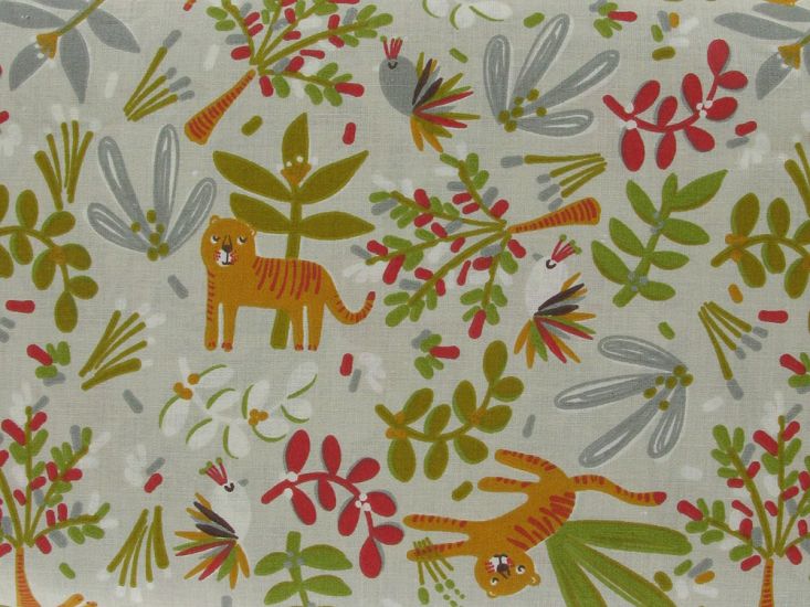 Jungle Doodle Cotton Print, Beige