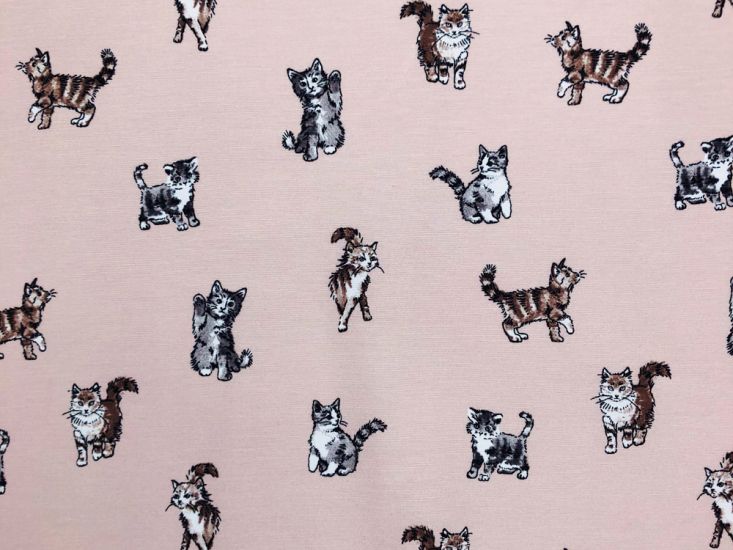 Cotton Rich Panama Canvas, Shabby Cats, Pink