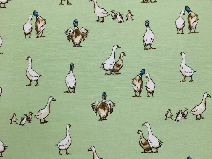 Cotton Rich Panama Canvas, Shabby Ducks, Green