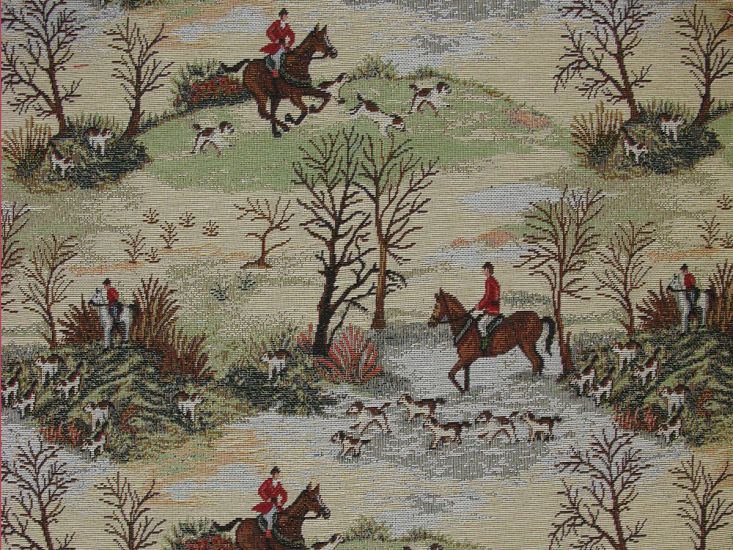 Cotton Rich Woven Tapestry, Hunting Scene