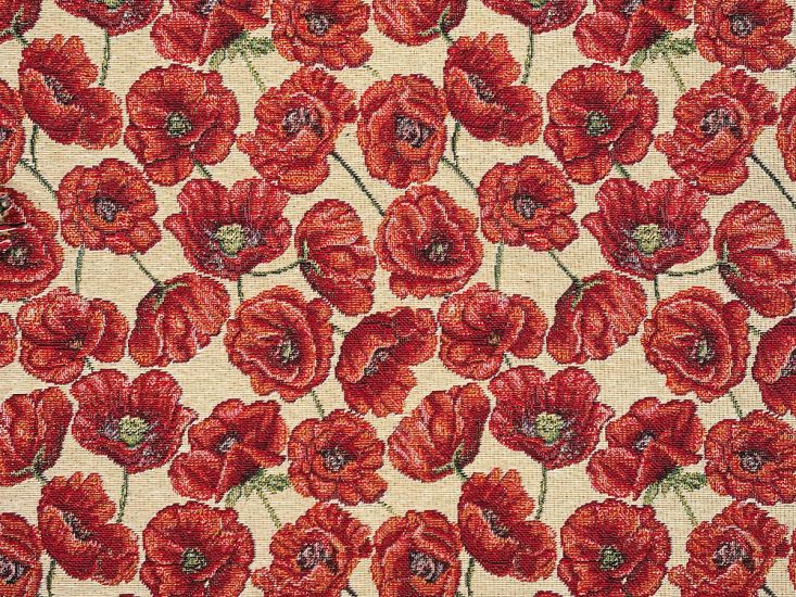 Cotton Rich Woven Tapestry, Poppies