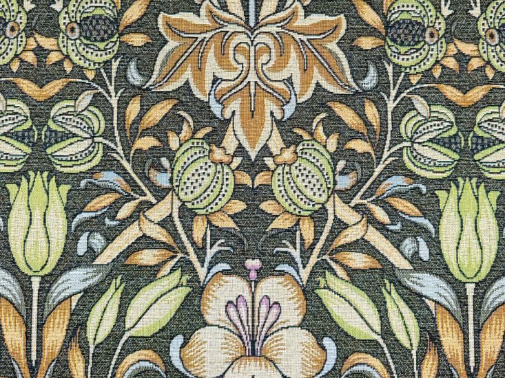 Cotton Rich Woven Tapestry, William Morris Lily Pomegranate, Ebony