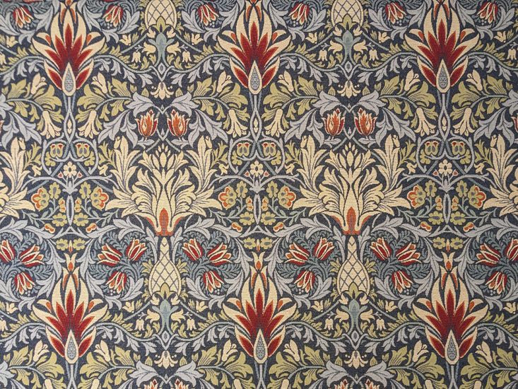 Cotton Rich Woven Tapestry, William Morris Snakeshead, Navy