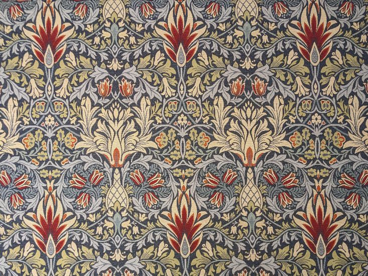 Cotton Rich Woven Tapestry, William Morris Snakeshead, Navy