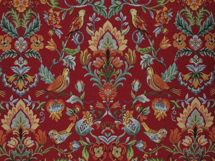 Cotton Rich Woven Tapestry, William, Red