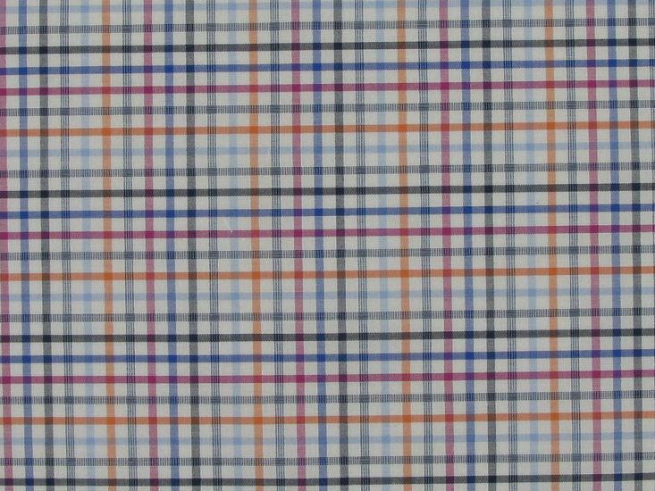 Cotton Shirting Multi Check, Orange