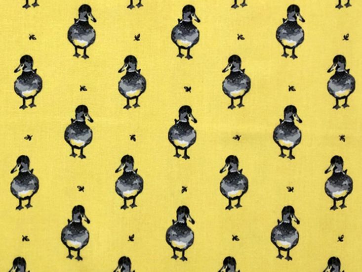 Country Duck Cotton Print, Yellow