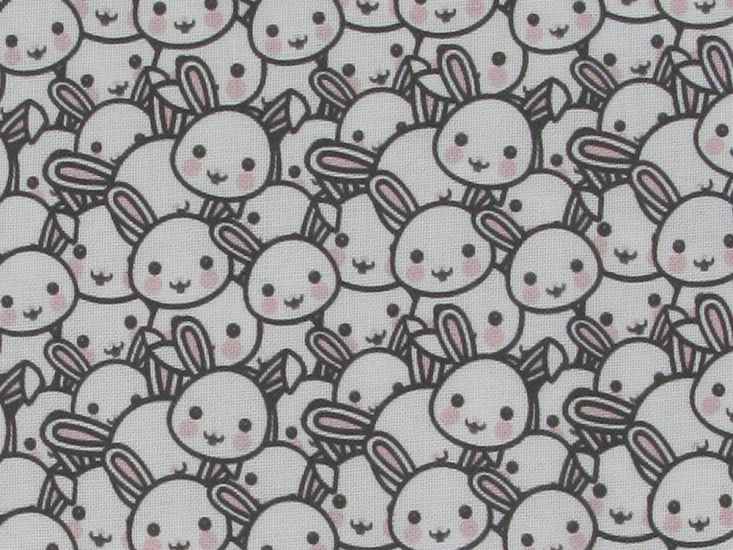 Cute Bunnies Quilters Cotton Print, White