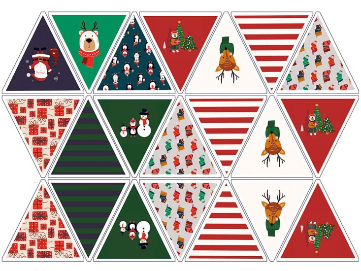 Cute Christmas Cotton Bunting Panel