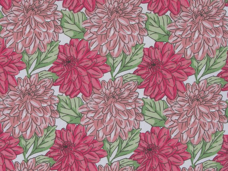 Dahlia Garden Polycotton Print, Pink