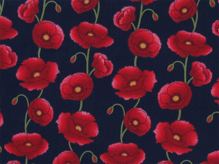 Dainty Poppy Cotton Poplin Print, Navy