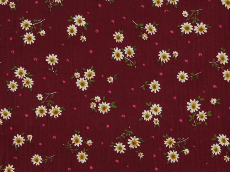 Daisy Spot Printed Needlecord, Red