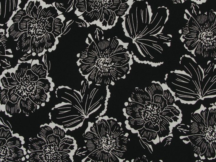 Dark Abstract Rose Georgette, Black