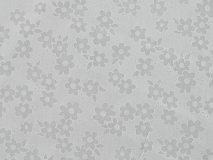 Deadstock Sheer Daisy Polycotton, White