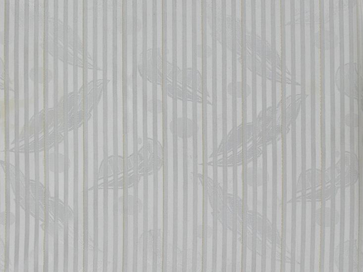 Deadstock Sheer Metallic Stripe Feather Jacquard, White