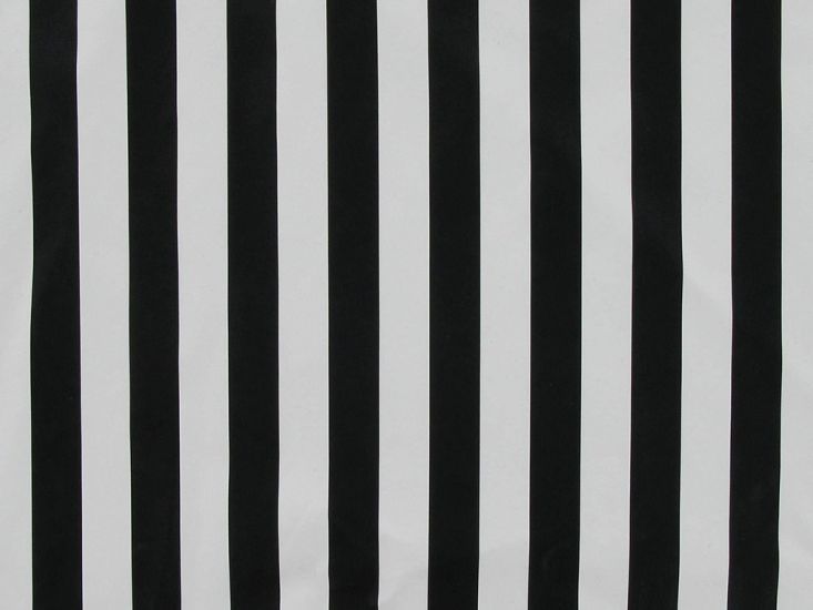 Deadstock Stretch 1.5cm Stripe Soft PVC, Black and White