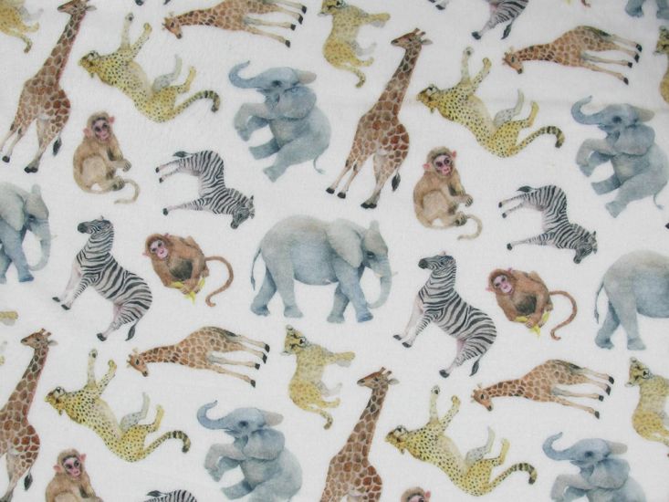 Digital Print Soft Huggle Fleece, Safari Animals