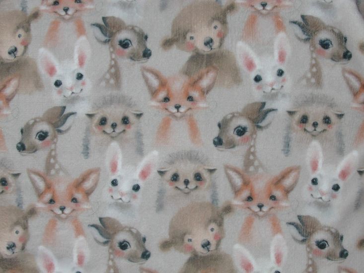 Digital Print Soft Huggle Fleece, Woodland Baby Animals