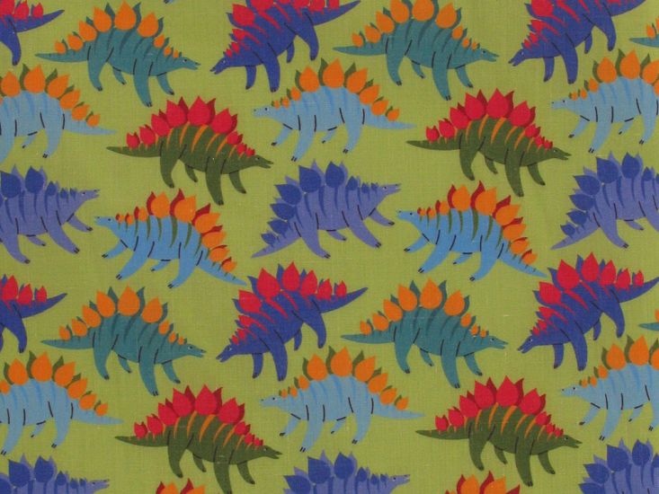Dino Parade Polycotton Print, Green