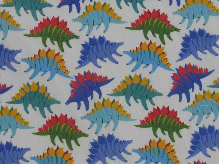 Dino Parade Polycotton Print, White