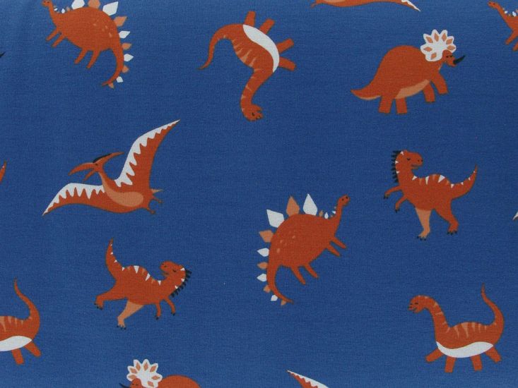 Dinosaur Pals Cotton Print, Indigo