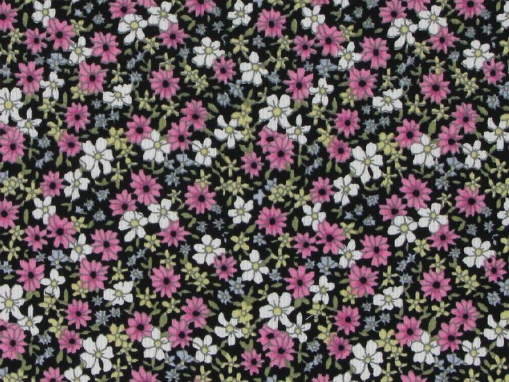 Ditsy Flower Field Printed Needlecord, Pink