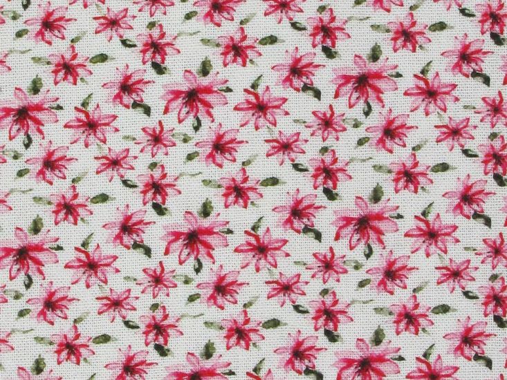 Ditsy Flowers Printed Linen Blend, Cream