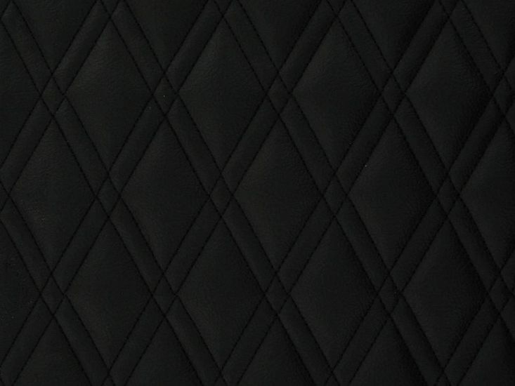 Double Diamond Stitch Padded Faux Leather, Black on Black