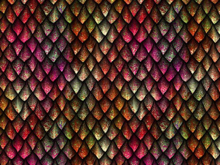 Dragon Scales Cotton Print, Copper Rose