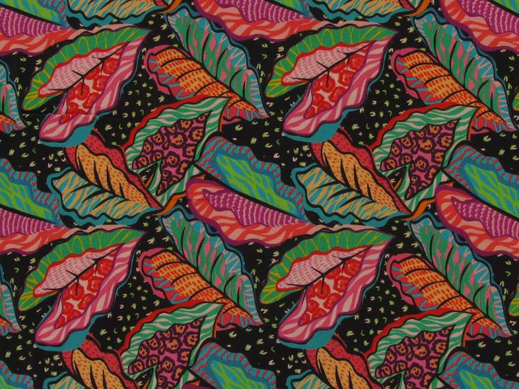 Electric Tropics Viscose Challis Print, Black