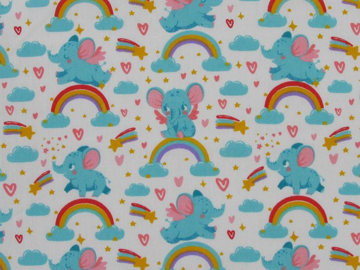 Elephant Rainbow Polycotton Print