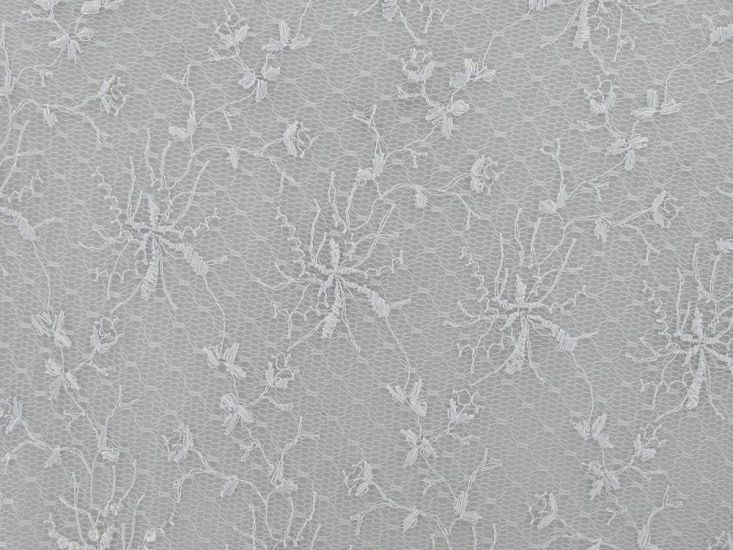 Orchid Vines Embroidered Scalloped Edged Sequin Mesh, White