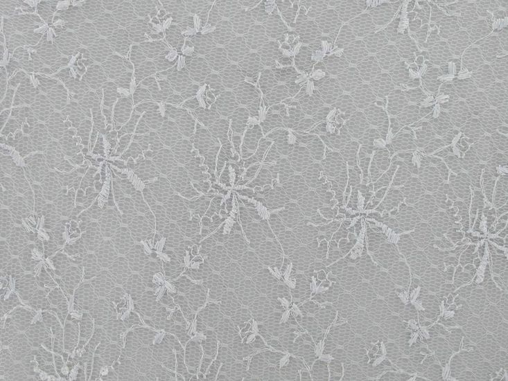 Orchid Vines Embroidered Scalloped Edged Sequin Mesh, White
