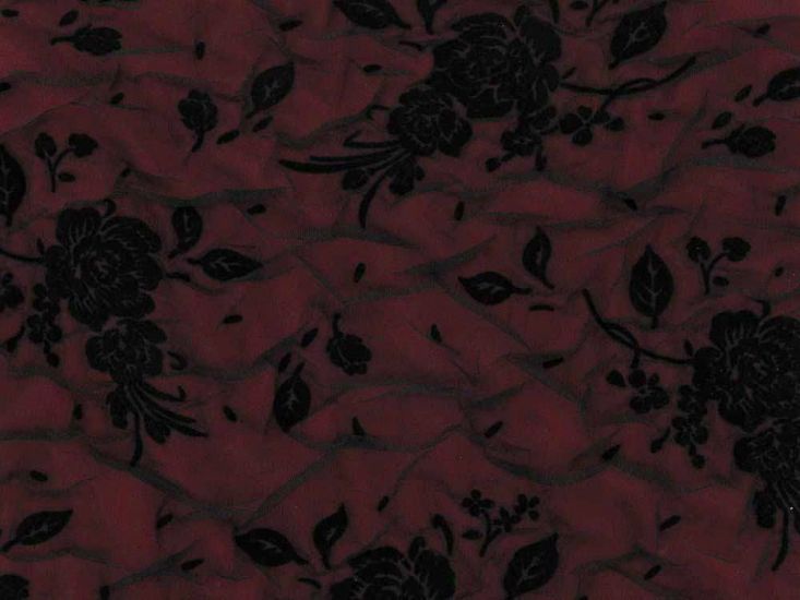 English Rose Flock Spandex Mesh Knit, Crimson