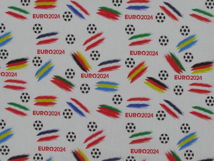 Euro 2024 Football Cotton Print, White