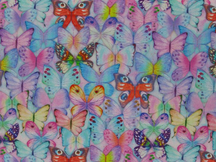 Faded Butterflies Cotton Print, Lilac