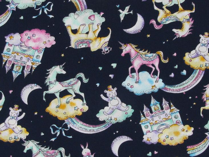 Fairytale Dreamland Cotton Poplin Print, Navy