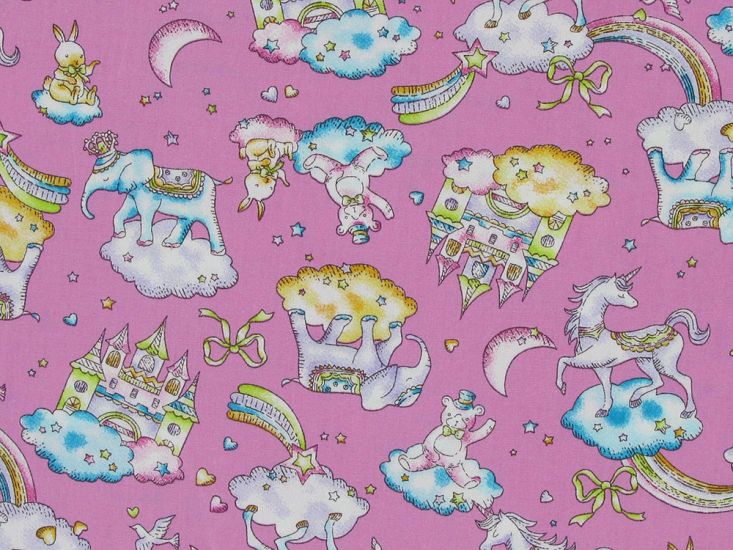 Fairytale Dreamland Cotton Poplin Print, Pink