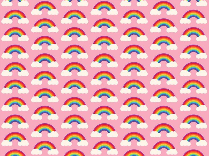 Fairytale Rainbow Cloud Cotton Print, Pink