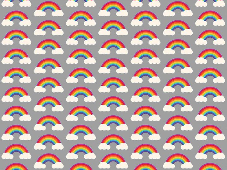 Fairytale Rainbow Cloud Cotton Print, Silver