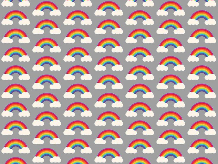 Fairytale Rainbow Cloud Cotton Print, Silver