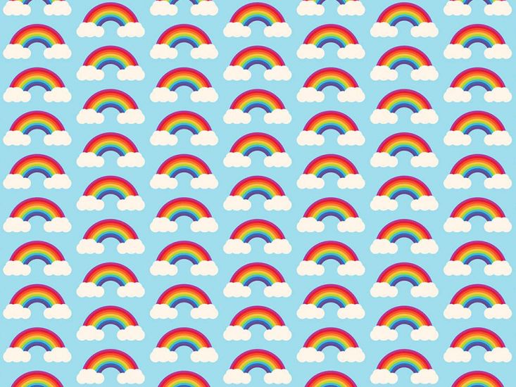 Fairytale Rainbow Cloud Cotton Print, Sky