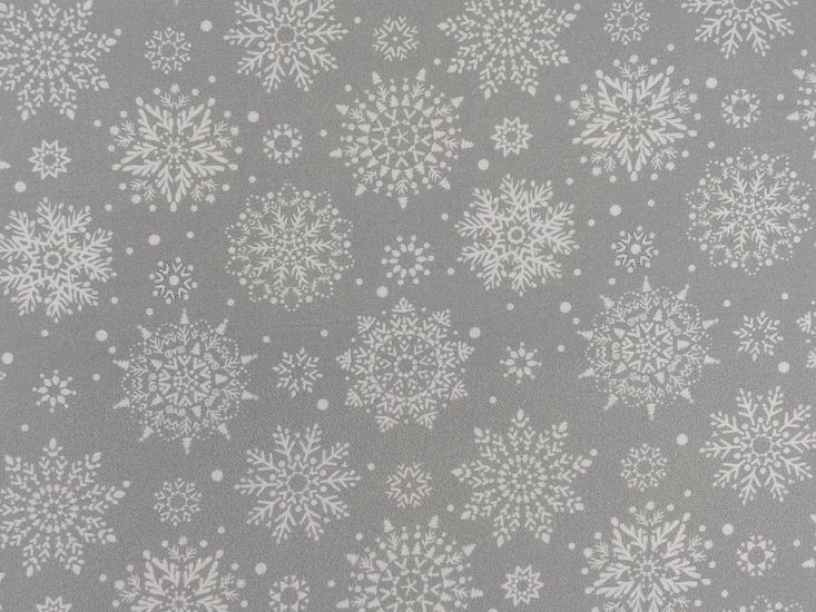 Fancy Winter Snowflake Cotton Print, Silver