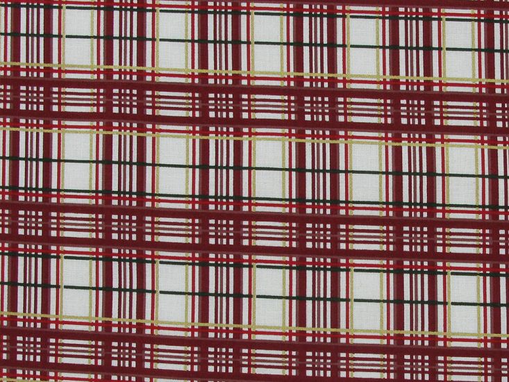 Festive Tartan Cotton Print, Cream